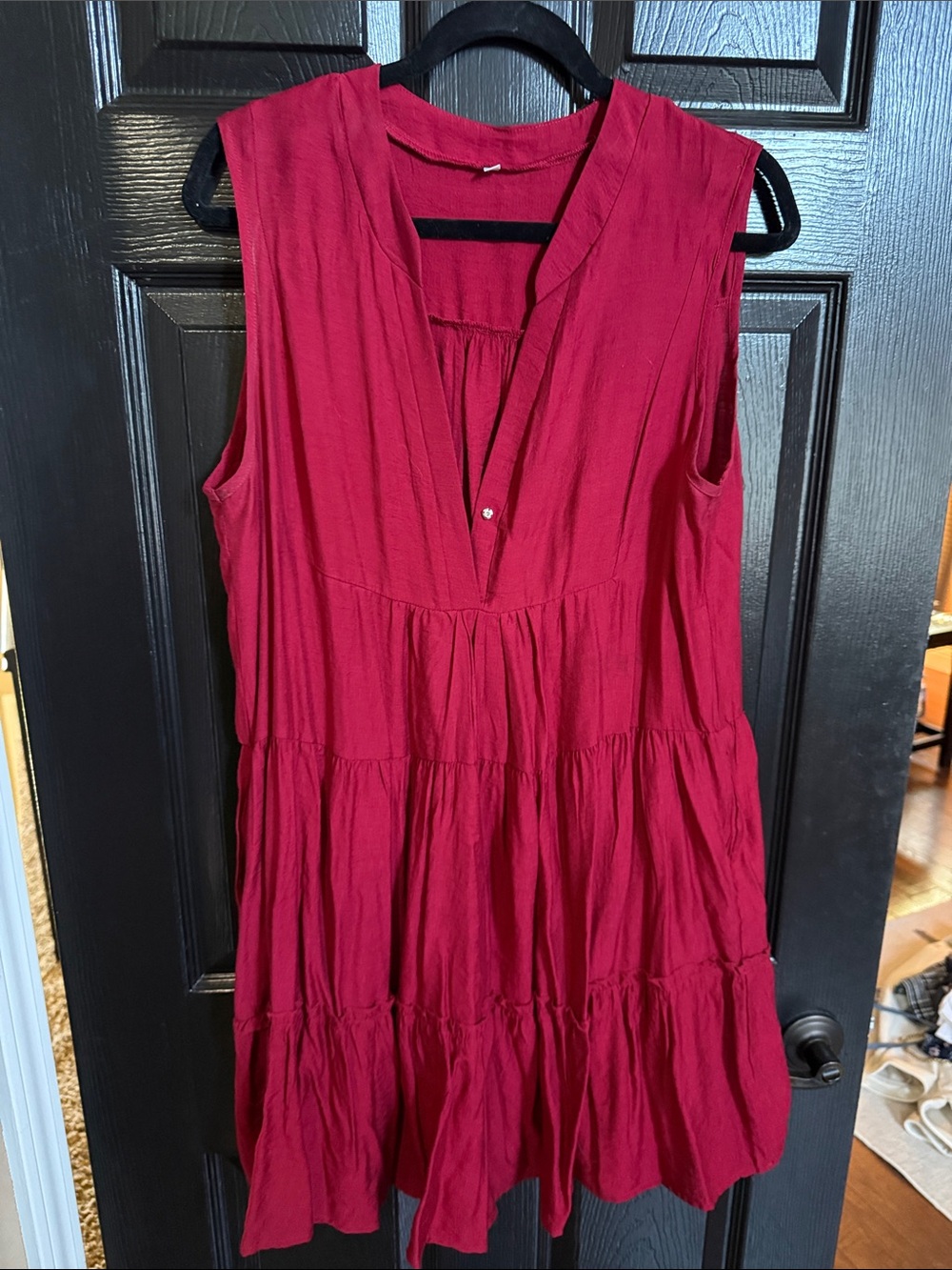 Sleeveless Tiered Red Dress
